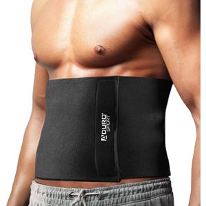 Aduro Waist Trainer for Men Women 12" Sweat Belt Waist Trimmer Stomach Slimming Body Shaper Exercise Equipment Adjustable Belt (Black)