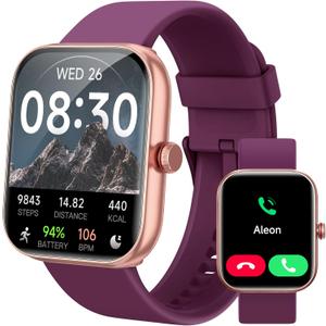 Smart Watch for Women Men, Smartwatch for iPhone & Android Bluetooth (Answer/Call) Built-in Alexa, 1.91" HD Fitness Tracker with 105+ Sport Modes, IP68 Waterproof, Sleep/Heart Rate/SpO2/Stress Monitor (Purple)