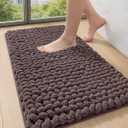 DEXI Bathroom Runner Rugs 60x24, Non Slip Chinelle Bath Mat, Dark Taupe