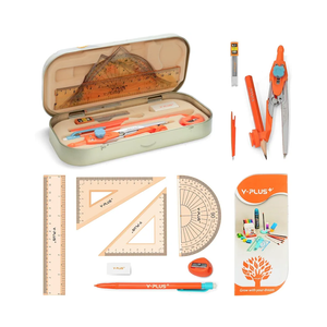YPLUS Geometry Set for Students, Math Protractor Compass with Rulers Mechanical Pencil, Box of Protactors Kit for Class Supplies and School Kids Toddler - 12 Pcs, Back to School Supplies for Kids