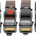 Rollercam 1.0 Tiedown Straps with Rollercam Buckle - Cam Strap Polypropylene Webbing with Triple-Bar Tack Stitching Outdoor Gear Heavy-Duty Lashing Straps, 350 lb Load, Straight End, 4 Pack, 9 Foot