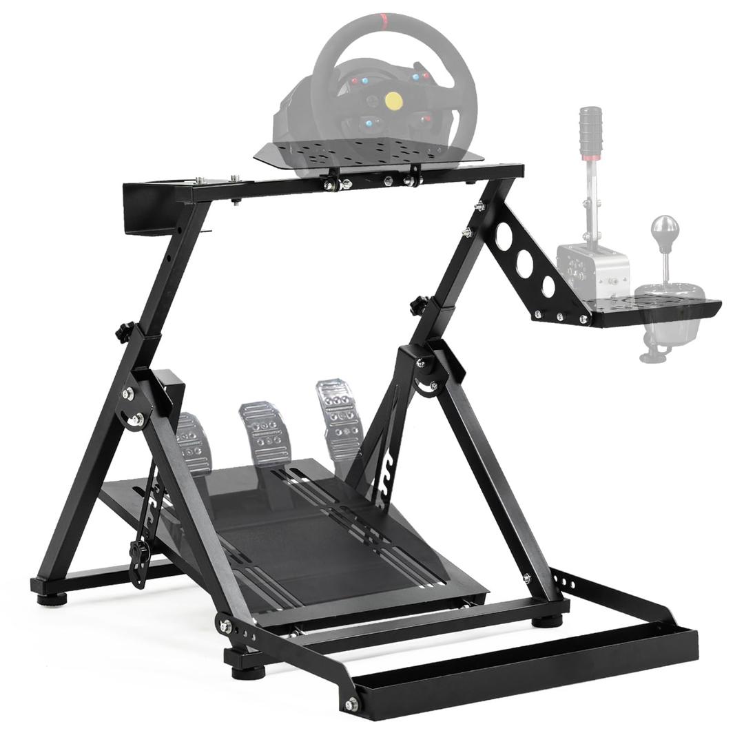 Marada Upgrade Racing Wheel Stand X Frame Fit for PXN, for Logitech G27 G920 G923, for Thrustmaster T300RS T128X, Foldable PC Game Race Bracket Simulator cockpit Without Steering Wheel Pedal Handbrake