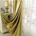 1 Pair Semi-Blackout Gold Curtains for Living Room Bedroom Grommet Top Golden Curtains for Windows (Shiny Gold, 2 x 52 x 84 Inch)