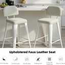 30" Bar Stools Set of 4, Faux Leather Counter Height Barstools with Low Back, Upholstered Bar Chairs with Pet-Friendly Design, Off-White