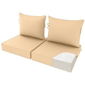 Oiotuesa 22x22 inch Outdoor Chair Cushion Set of 2, Fade-Resistant Deep Seat Patio Cushions with Handle Straps, Patio Furniture Cushion for Seat Patio Chairs, Rattan Furniture, Khaki