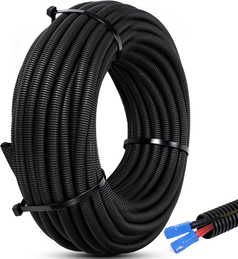 Sasylvia 1 Inch x 20 ft Split Wire Loom Tubing Protector Plastic Electric Wire Covers Flexible Conduit Hose Protector Automotive Cable Insulation Sleeves