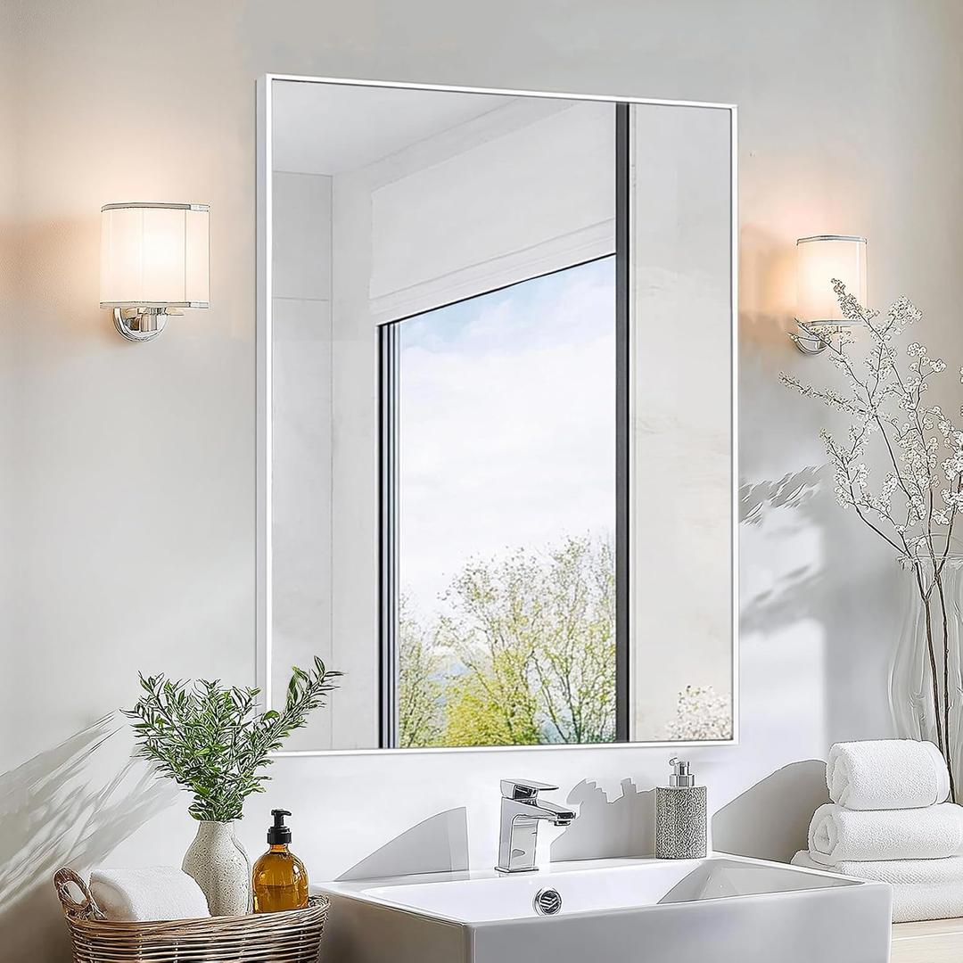 Sunniry Bathroom Vanity Mirror, 20X24 inch White Mirrors for Bathroom Sink