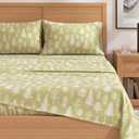 Great Bay Home Flannel Sheet Set Full Size - 100% Turkish Cotton, Double-Brushed, Lodge-Printed Bed Sheets - Ultra-Soft, Cozy, 4-Piece Bedding Set (Winter Forest - Sage/Red)