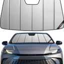 Pigenius Windshield Sunshade for Toyota Camry 2018-2019 (with Camera Sensor), Premium Grey Leather Finish