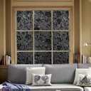 LEMON CLOUD Total Blackout Window Film Privacy Static Cling Frosted Black Window Covering 100% Opaque Film Tint Darkening Removable Film for High Privacy(Blackout Tulip Design,17.5 x118.1 inches)