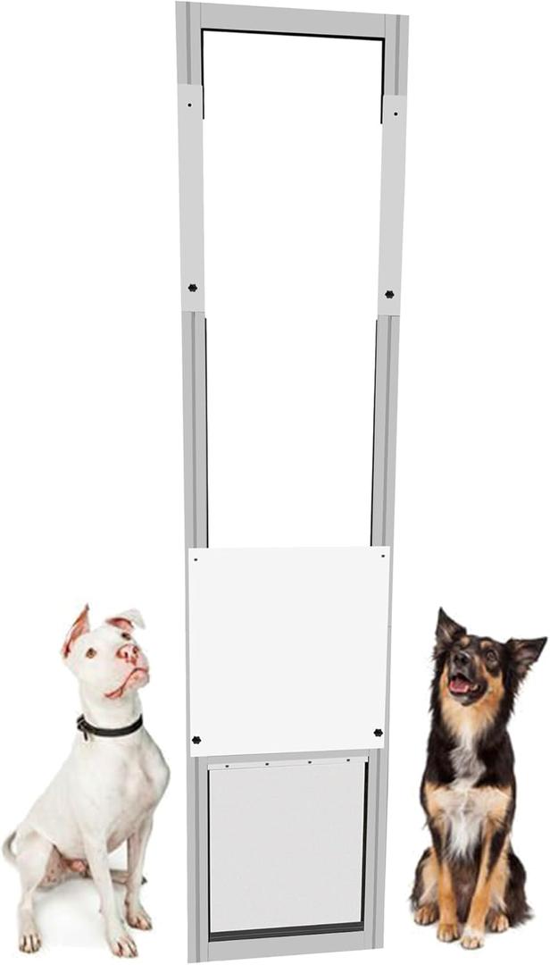 Sliding Glass Dog Door for Rentals and Apartments,No Cutting Easy to Install Aluminum Patio Pets Door with Lockable Panel Can Slide Up and Down Adjustable Height 6.27 to 7.18FT (Adjustable Height 6.27 to 7.18FT Large)