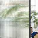 Coavas Reeded Glass Window Privacy Film, 3D Fluted Frosted Decorative Window Film, Self Adhesive Privacy Cover, UV Blocking for Bathroom Bedroom Door, 35.4x78.7 in, Translucent