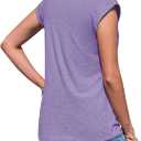 AUSELILY Women's 2025 Trendy Summer Tank Top Ladies Loose Fit Cap Sleeve V Neck T-Shirt (Purple, M)
