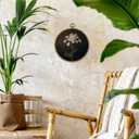 BCUANGD Vintage Floral Round Wall Art Decor - Rustic Retro Flower Botanical Wall Art Canvas Frame Artwork Prints, Black Mid Century Modern Round Wall Hanging Decorations for Home Gallery, 10"x10"