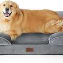 Bedsure Orthopedic XLPlus Dog Bed Extra Large with Removable Washable Cover | 48" Classic Giant Dog Couch Sofa Waterproof, Comfy Bolster Sides, Nonslip Bottom, Pet Bed for Cats,Senior Dogs, Grey