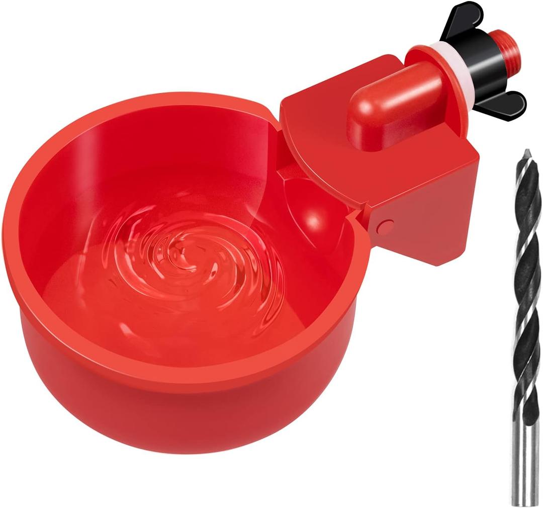 LANARP 12 Pack Chicken Waterer Cup Automatic Waterer Kit for Poultry Float Style Gravity Feed Waterers Chicken Water Feeder Drinking Bowl Chicken Waterer 5 Gallon with Mounting Hole Opener