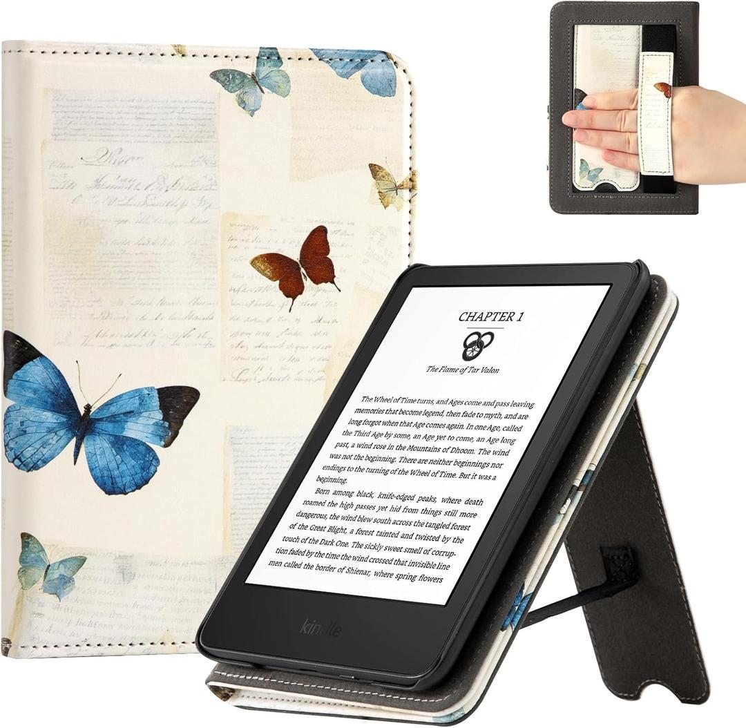 CoBak Case for 6" E-Reader - PU Leather Smart Cover with Auto Sleep/Wake & Hand Strap, not Compatible with Kobo Clara