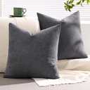 MIULEE Grey Couch Pillow Covers 18x18 Inch, Set of 2 Soft Chenille Decorative Square Throw Pillow Covers Farmhouse for Sofa Living Room Bed