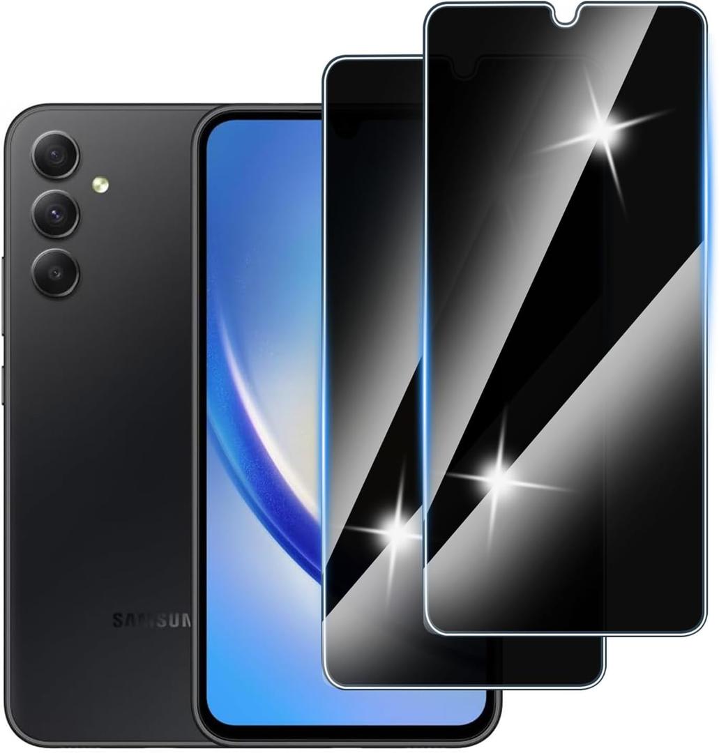 [2 Pack] Privacy Screen Protector for Samsung Galaxy A34 5G, Anti-Scratch, Anti Spy, 9H Hardness,Bubble Free,Tempered Glass Screen Protector for Samsung Galaxy A34 5G