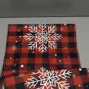 Z&L Home Christmas Linen Burlap Table Runner Dresser Scarves,Winter Snowflake Table Runners for Dinner Holiday Party, Wedding, Kitchen Dining Decor Red and Black Buffalo Checker Plaid 13x70in