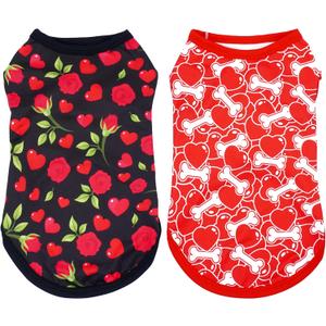 Valentines Dog Shirts for XXXL Girl Boy Male Female Sleeveless Tank Top Tee Vest T-Shirts Black Red Outfit Pack of 2