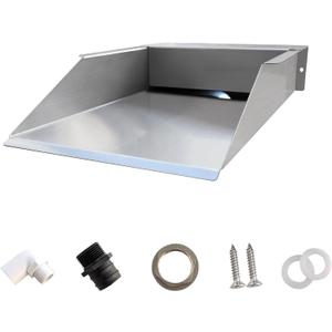 304 Stainless Steel Pool Waterfall Flow Element Kit, Waterfall Spillway Accessories, Inlet, DIY Garden Fountain, Suitable for Garden, Patio, Terrace, Pond, Balcony, Silver (15.7 IN(with inlet))