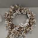 Artificial Winter Wreath 20 Inch Winter Wreaths for Front Door White Berry Wreath with White Berriesfor Christmas Holiday Indoor OutdoorWall Porch Window