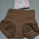 High Waisted Boyshorts for Women Slight Tummy Control Shapewear No Show Underwear Ladies Stretch Mesh Panties (Brown, M)
