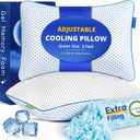 Cooling Gel Memory Foam Pillows Queen Size Set of 2 for Sleeping, Bamboo Rayon Adjustable Firm Shredded Foam Cool Bed Pillows 2 Pack for Side, Back, Stomach, Hot Sleepers Soft Yet Support, CertiPUR-US