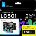 iNKPAD Compatible with LC501 Ink Cartridges for Brother Printer LC 501 Ink Cartridges Replacement for MFC-J1360DW, MFC-J1410DW, MFC-J1260DW Series Printer 2-Pack Black