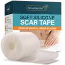 NUVADERMIS Clear Silicone Scar Tape for Surgical Scars - 120" x 1.5" Roll - Extra Long Scar Sheets for C-Section, Tummy Tuck, Keloid, and Surgical Scars - Reusable Medical Grade Silicone Scar Tape