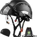 GREEN DEVIL Safety Hard Hat with Tinted & Clear Visor Vented Construction Helmet Cascos de Construccion ABS Work hardhats for Men (Matte Black with Clear built-in visor and Smoke outside Visor), One Size