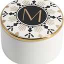 COLLECTIVE HOME - Monogram Jewelry Box, Bohemian Ceramic Trinket Box, Storage for Necklace Ring Bracelet Keys, Birthday Mother's Day Christmas Gift for Women, 3.25" x 2.5" (M)