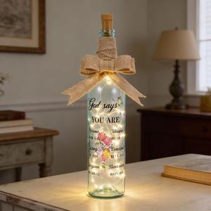 Christian Valentine Gifts for Women God Says You Are Lighted Wine Bottle Inspiration Religious Bible Gift for Mom Female Friend Coworker Sister Faith Base Table Centerpiece Birthday Decoration