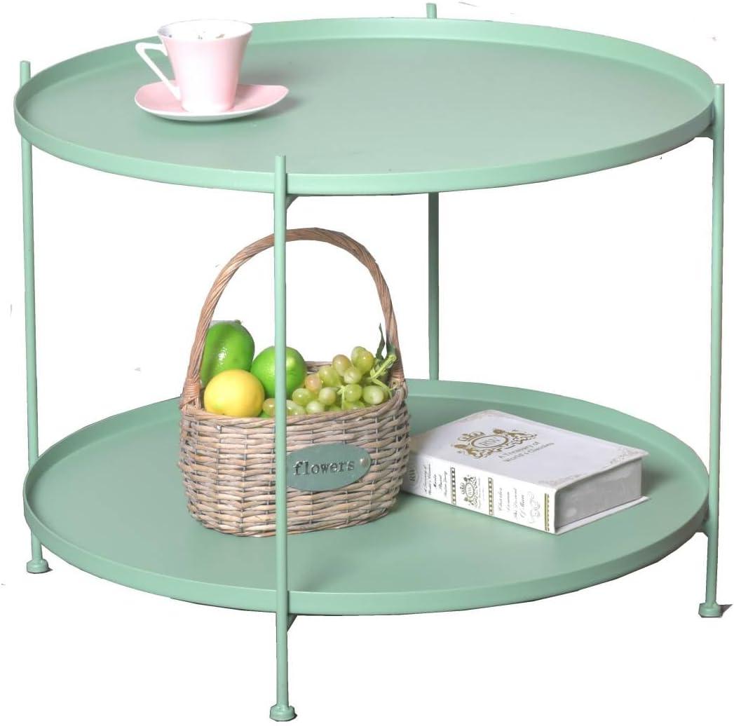 Sleek Accent Side/End Table, Circular Top Modern Minimalist Green Metal Furniture for Living Room, Bedroom - Sofa Table - Nightstand Bedside Table for Small Spaces, Indoor & Outdoor, 23.6" Dia