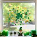 4 x 6 Pcs St Patricks Day Decorations Window Clings, Green Static Shamrock Window Stickers Reusable Spring Window Clings for Indoor Office School Home St Patricks Day Theme Party Decorations Supplies