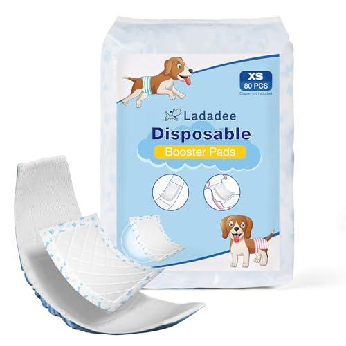 Ladadee Disposable Dog Diaper Liners Booster Pads for Male & Female Dogs, Doggie Diaper Inserts fit Most Types of Dog Diapers - Pet Belly Bands & Male Wraps-XS-80PCS