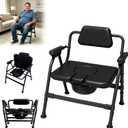 Heavy-Duty Bariatric Bedside Commode, Black