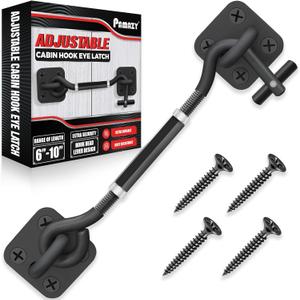 [Upgrade Adjustable] 6-10 Cabin Hook Eye Latch Gate, Heavy Duty 4 Mounting Points Bracket, Barn Door Lock Latch, Durable Door Swivel Window Hook Lock for Sliding Door, Outdoor, Window, Cabinet