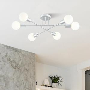 VONLUCE Sputnik Ceiling Light Fixture, 6-Light Sputnik Lights Nickel, Semi Flush Mount Ceiling Lights with E26 Base, Modern Sputnik Chandelier for Kitchen Hallway Bedroom Living Room
