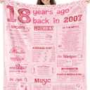 18th Birthday Gifts for Girls Happy 18th Birthday Decorations for 18 Year Old Girl Birthday Gift Ideas for Daughter Sister Bestie Soft Throw Blanket Back in 2007-60x50 Inch - Pink