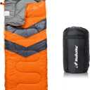 MalloMe Sleeping Bags for Adults Cold Weather & Warm - Backpacking Camping Sleeping Bag for Kids 10-12, Girls, Boys - Lightweight Compact Camping Essentials Gear Accessories Hiking Sleep Must Haves (50-80F Everyday 3 Season - Orange)