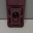 Janmitta Case for iPhone 15 Pro Phone Cover Built in Slide Camera Lens Cover+Screen Protector,Heavy Duty Shockproof Full Body PhoneCase with Finger Ring Holder Kickstand,Wine Red