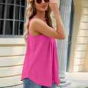 Womens Floral Crewneck Summer Tank Tops 2025 Loose Fit Sleeveless Shirts Casual Flowy Tunic Cami Top (Pink)