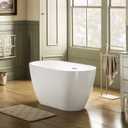 WOODBRIDGE 48" Acrylic Freestanding Bathtub Contemporary Soaking Tub, White Acrylic(Chrome Drain/Overflow),BTA1703-C-Drain&O