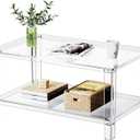 Acrylic Coffee Table with Storage Shelf,Rectangle Living Room 2-Tier Center Table for Small Spaces (Rectangle, Clear, Nomal)