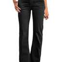 Flamingals Women's Wide Leg Pants for Women Mid Waist Dress Flare Straight Leg Corduroy Pants Work 31" Inseam Trouser Black M