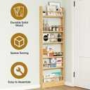 6 Tier Behind The Door Bookshelf, Space Saving Behind The Door Bookcase Wooden Kids Wall Bookcase for Bedroom Living Room Playroom (Wood), 59.5cm X 10cm X 177.5cm
