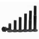 M12-1.75 x 130mm Hex Head Screw Bolt, Carbon Steel Grade 8.8, Black Oxide Finish,Metric Thread, Hexagon Head Bolts for Hardware Furniture Machinery,UNFull Thread（Thread L：38mm）4 PCS