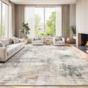 Lofus 9x12 Area Rug for Living Room,Gold Abstract Large Rugs with Non-Slip Backing, Neutral Modern Washable Carpet for Bedroom Dining Room Home Office Nursery Indoor